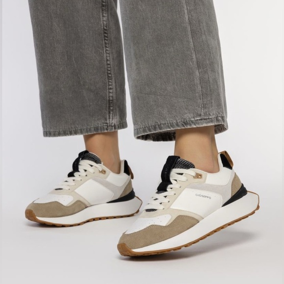 GIOSEPPO Off-White Retro Style Leather Effers Sneakers Size 8 (39 EU) - Picture 1 of 13